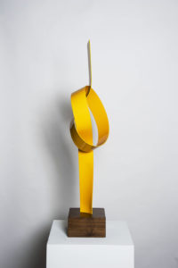 Joe Gitterman, "Yellow Up Knot," stainless steel, painted