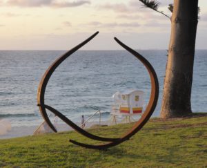 Will Clift, "Enclosing Form, Two Reaching Together," corten steel