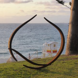 Will Clift, "Enclosing Form, Two Reaching Together," corten steel