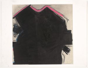 Black Drawings Series: Composition with Pink, Geoffrey Moss, mixed media, work on paper, oil stick, dry pigments, waxes on paper