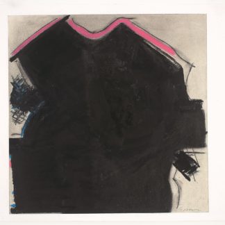 Black Drawings Series: Composition with Pink, Geoffrey Moss, mixed media, work on paper, oil stick, dry pigments, waxes on paper