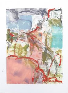 Threads of Pink VI, Claudia Mengel, work on paper, monotype