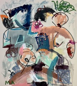 Medias Blancas, Marcos Anziani, painting, acrylic, oil stick on raw canvas
