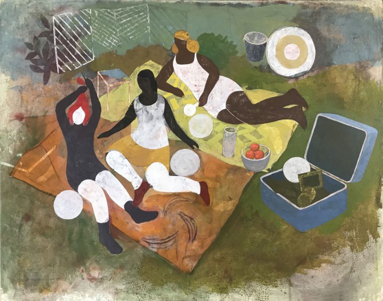 Picnic, Drew King, painting, acrylic, oil on canvas