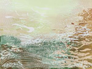  Laura Fayer, "Wisdom Cove," acrylic, japanese paper on canvas