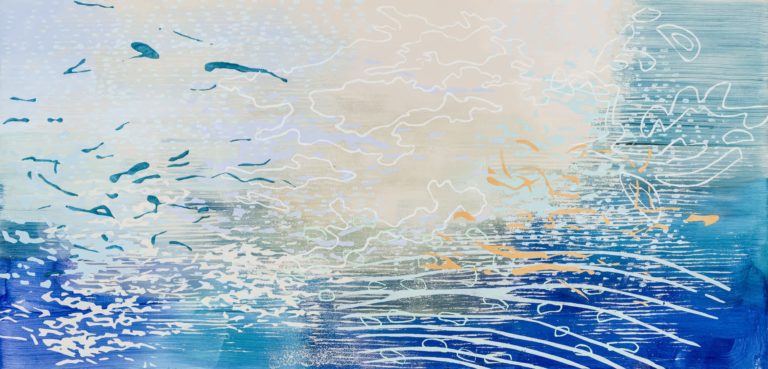 Laura Fayer, "Grace Tide," acrylic, japanese paper on paper