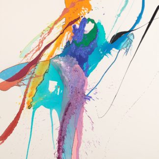 Laura Moretz, "Come Closer into the Feeling," acrylic, enamel, pastel, marker, charcoal on raw canvas