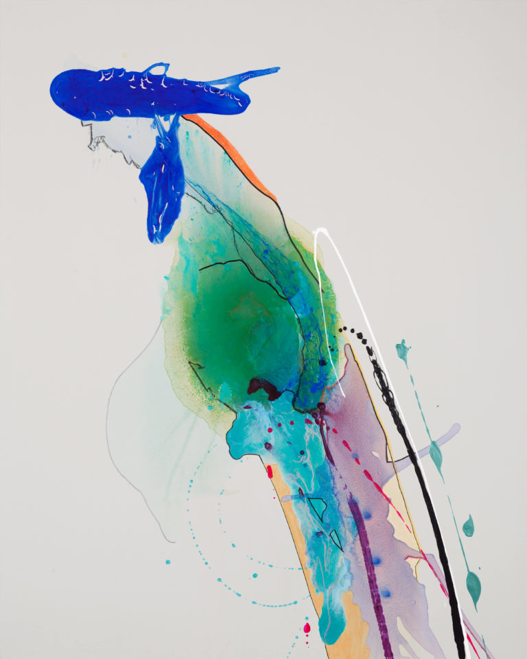 Laura Moretz, "Follow me into the Dream," acrylic, pastel, enamel, marker on canvas