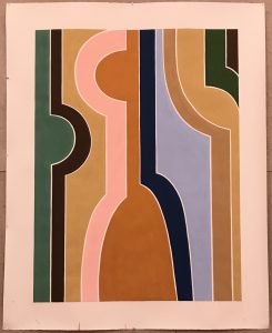 Vertical Geometric Composition in Pink II