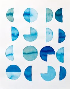 Bastienne Schmidt, "Blue Geometry," watercolor on paper
