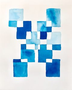 Bastienne Schmidt, "Blue Geometry 2," polymer paint on paper