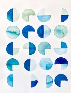 Bastienne Schmidt, "Blue Geometry 3," polymer paint on paper