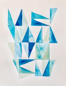 Bastienne Schmidt, "Blue Geometry 4," polymer paint on paper