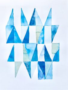 Bastienne Schmidt, "Blue Geometry 6," polymer paint on paper