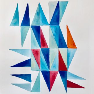 Bastienne Schmidt, "Blue Geometry 7," pigment, polymer paint on paper