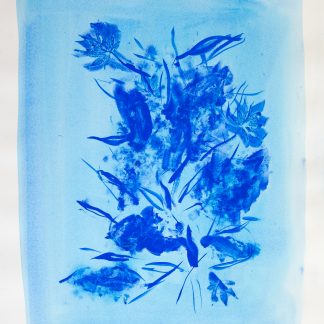 Bastienne Schmidt, "Blue Flower Typology 4," pigment, polymer paint on arches paper