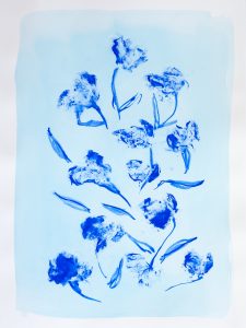 Bastienne Schmidt, "Blue Flower Typology 9," polymer paint on paper