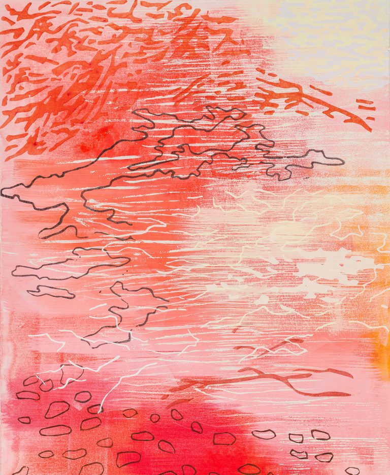 Laura Fayer, "Summer Wind," acrylic and Japanese paper on canvas