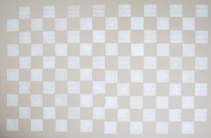 Bastienne Schmidt, "Untitled 20, White Grids," sewn, painted cotton, stretched over canvas