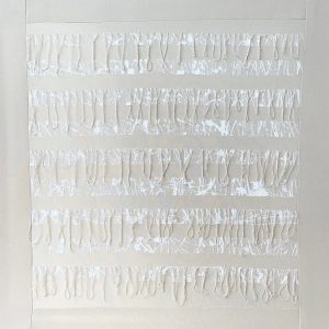 Bastienne Schmidt, "Untitled 48, White Grids," sewn, pigmented cotton, stretched over canvas