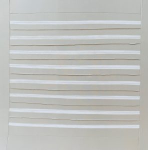 Bastienne Schmidt, "Untitled 47, White Grids," sewn, pigmented cotton, stretched over canvas