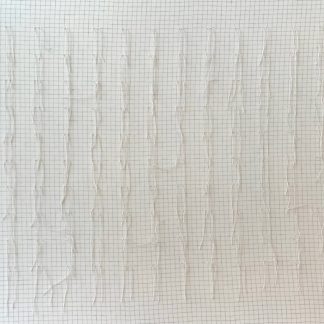 Bastienne Schmidt, "Untitled 22, White Grids with Threads," sewn, linen, stretched over canvas