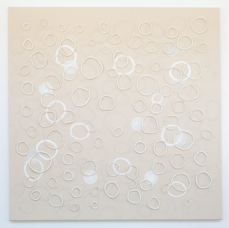 Bastienne Schmidt, "Circles and Loops," polymer paint, polymer clay on canvas