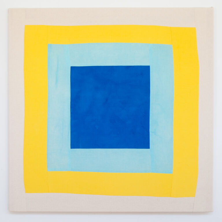 Bastienne Schmidt, "Blue Yellow Grid," sewn, pigmented duck cotton canvas