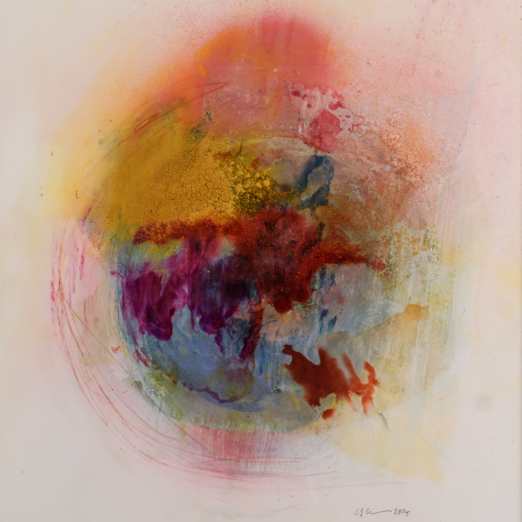 Catherine Chesters, "Spring 01," pigment, acrylic inks, felt pen, shellac varnish, acrylic spray on paper