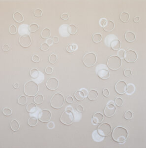Bastienne Schmidt, "Circles and Loops," polymer paint, polymer clay on canvas