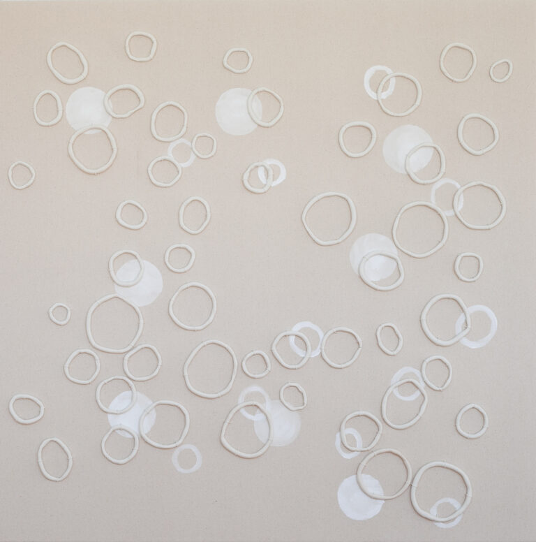 Bastienne Schmidt, "Circles and Loops," polymer paint, polymer clay on canvas