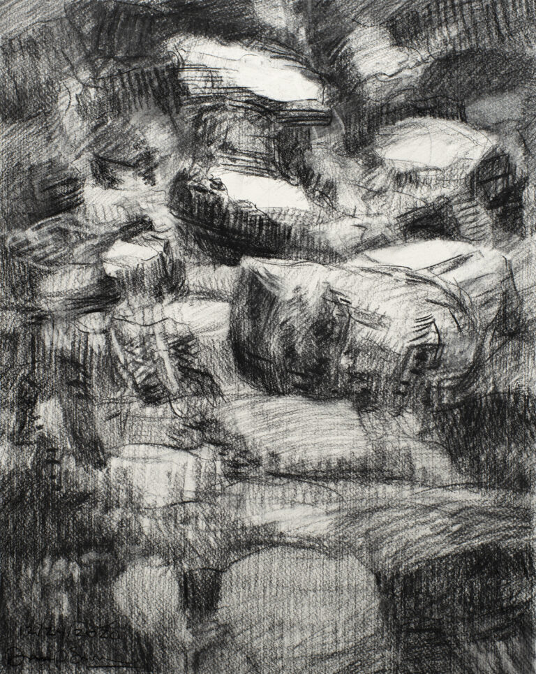 Dana Saulnier, "Drawing (122420)," charcoal on paper