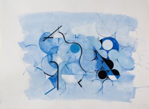 Jeanette Fintz, "Blue Mother Drawings #2," watercolor, gouache, graphite on Fabriano paper