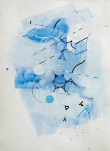 Jeanette Fintz, "Blue Mother Drawings #4," watercolor, gouache, graphite on Fabriano paper