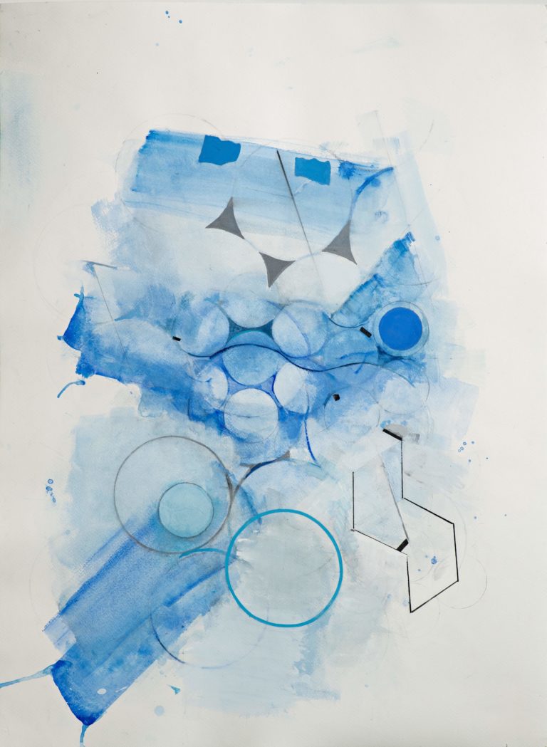 Jeanette Fintz, "Blue Mother Drawing #5," watercolor, gouache, graphite on Fabriano paper