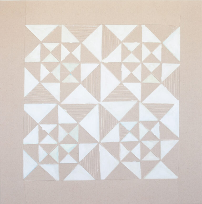 Bastienne Schmidt, "Strings and Triangles," polymer paint, polymer clay on canvas