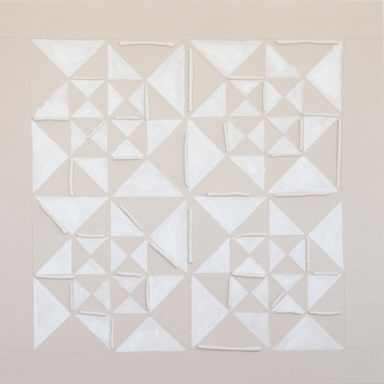 Bastienne Schmidt, "Triangle Grid," polymer paint, polymer clay on canvas