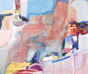 Claudia Mengel, "Summar Vacation," tissue paper, oil stick, mixed media on paper
