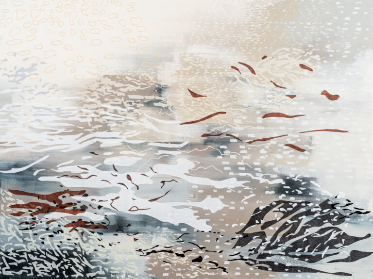 Laura Fayer, "Four Winds," acrylic and Japanese paper on canvas