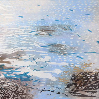 Laura Fayer, "Enchantment Tide," acrylic and Japanese paper on canvas