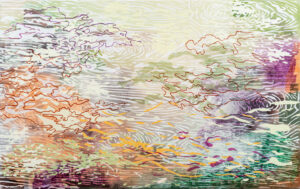 Laura Fayer, "Serendipity," acrylic and Japanese paper on canvas