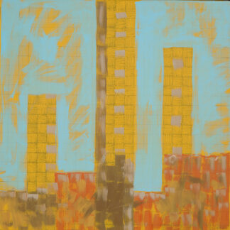 Zemma Mastin White, "City Sunset I," mixed media on canvas