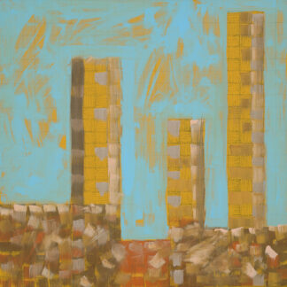 Zemma Mastin White, "City Sunset II," mixed media on canvas