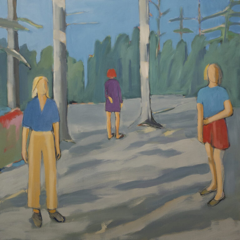 Sarah Benham, "Conversation in Maine," oil on canvas