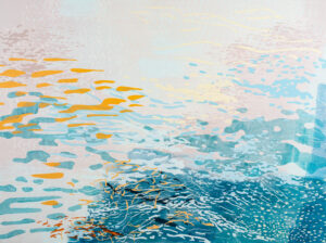 Laura Fayer, "Crystal Island," acrylic, Japanese paper on canvas