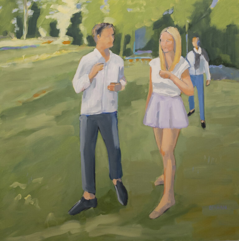 Sarah Benham, "Meadow Walk," oil on canvas