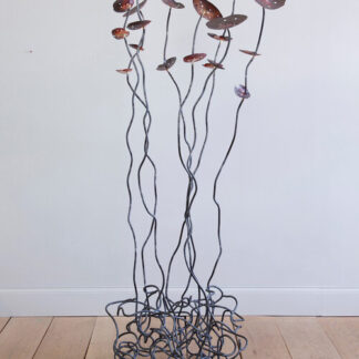 Rebecca Welz, "Sunstalks with Copper," steel and copper