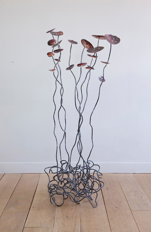 Rebecca Welz, "Sunstalks with Copper," steel and copper