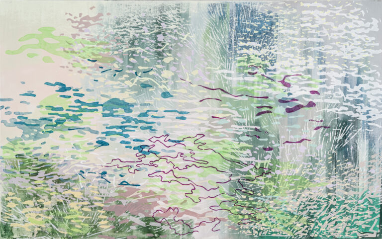 Laura Fayer, "Wild Land 102," acrylic, Japanese paper on canvas