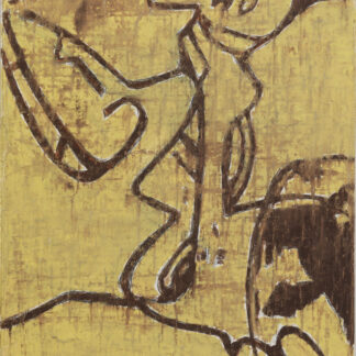 Eugene Brodsky, "Firefighter Tumbling," ink, silk on panel